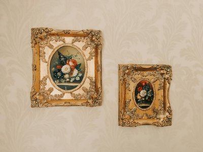 Gold-Framed Paintings of Flowers