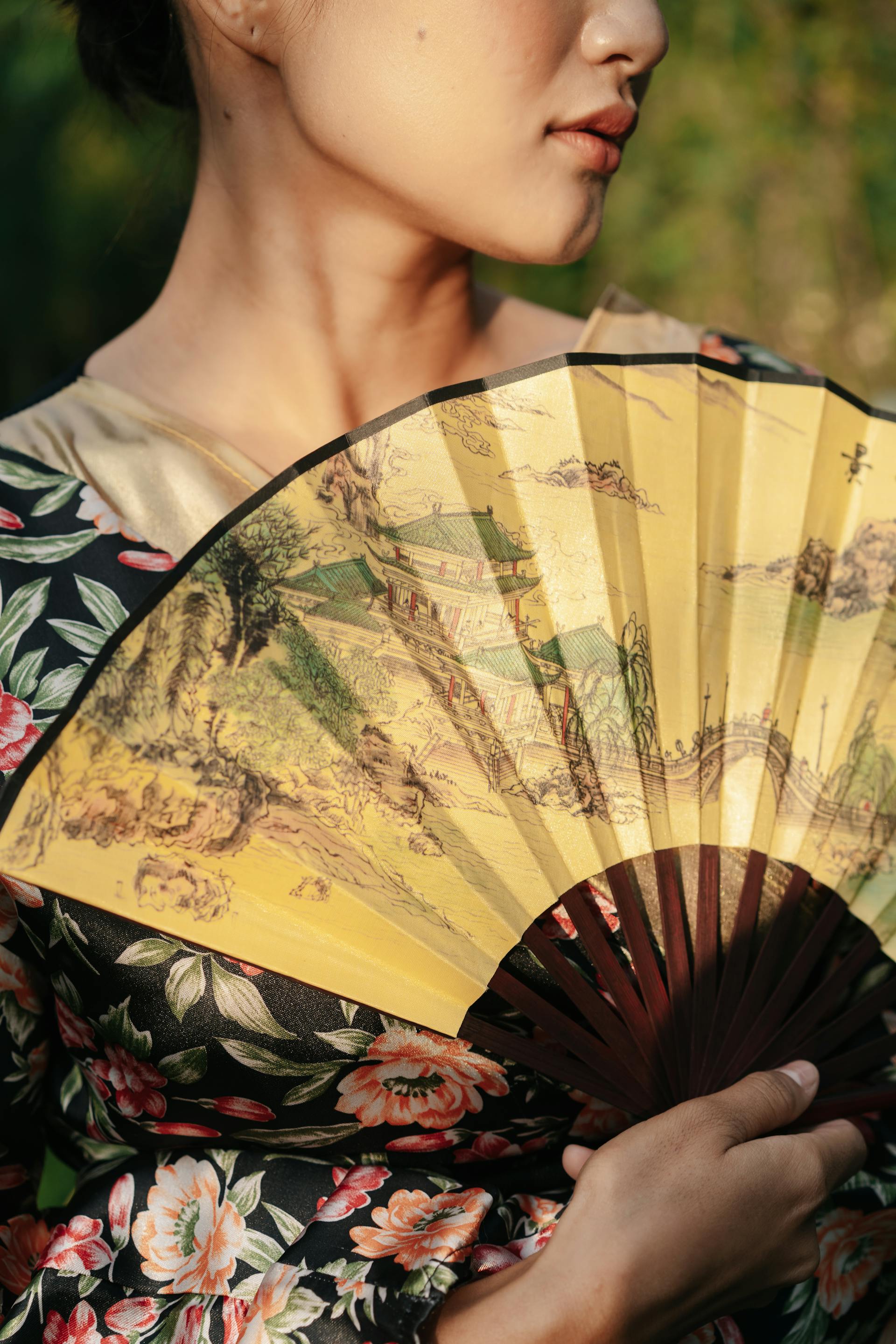Ornate Fan with Landscape Arts
